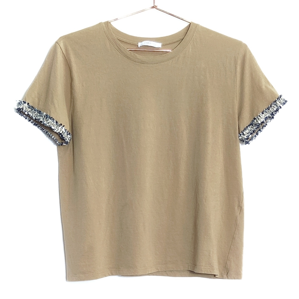 Zara • Tweed Contrast T-Shirt